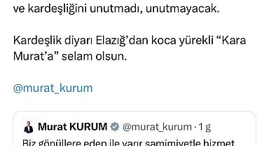 Başkan Şerifoğulları'ndan Murat Kurum'a: "Elazığ'dan koca yürekli Kara Murat'a selam olsun"