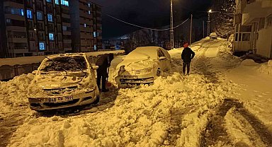 Bitlis'te tek katlı evler ve araçlar kar altında kaldı