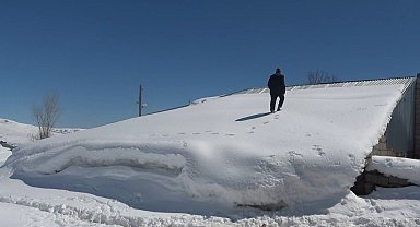 Muş'ta tek katlı evler ve ahırlar kara gömüldü