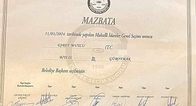 Güroymak Belediye Başkanı seçilen Eşref Mutlu mazbatasını aldı