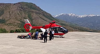 Kalp krizi geçiren hastanın imdadına ambulans helikopter yetişti