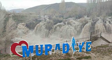 Muradiye Şelalesi ilkbaharda coştu