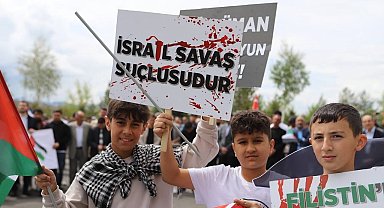 Ağrı'da Filistin'e destek yürüyüşü yapıldı