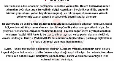 Ahpanos Vadisi, Munzur Vadisi Milli Parkı sınırlarına dahil edildi