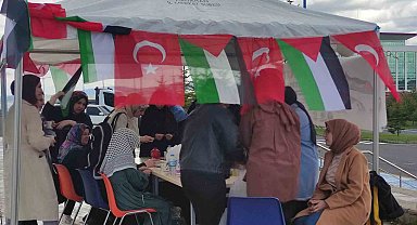 Ardahan'da Filistin'e destek için çadır kuruldu