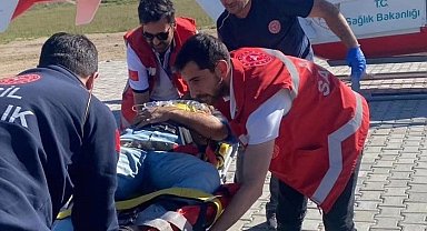 Erciş'te ayağı kırılan vatandaş için ambulans helikopter havalandı