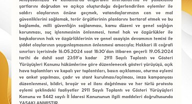 Hakkari Valiliğinden yasaklama kararı