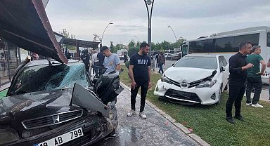 Kontrolden çıkan kamyon ortalığı savaş alanına çevirdi