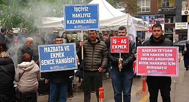 Van'da işten çıkarılanlar belediye önünde çadır kurdu