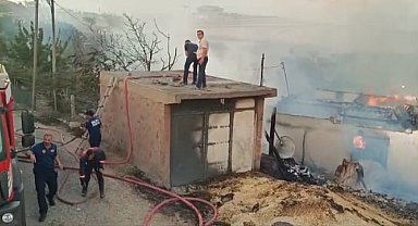 600 dönümlük alandaki anız yangınında 1 ev kül oldu