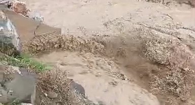 Başkale'de sağanak yağmur sonrası sel suları yolları kapladı