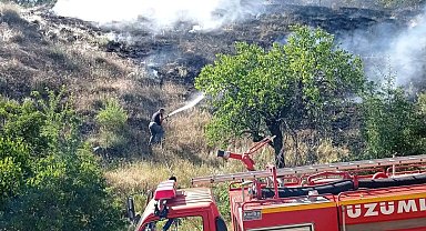 Üzümlü'de örtü yangını