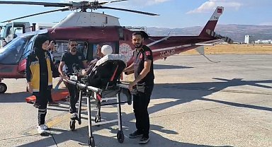 80 yaşındaki hasta için ambulans helikopter havalandı