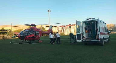 Ambulans helikopter kalp krizi geçiren hasta için havalandı