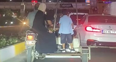 Elazığ'da tehlikeli yolculuk kamerada