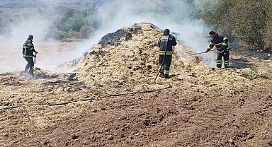 Samanlık yangını itfaiyenin müdahalesiyle kontrol altına alındı