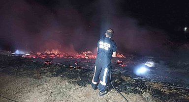Tonlarca kayısı odunu yangında kül oldu
