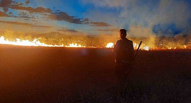Van'da anız yangını