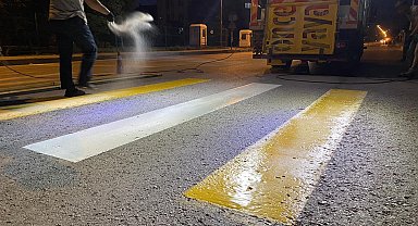 Yaya çizgileri boyanarak yenileniyor